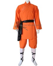 Abito monaco shaolin cotone arancione kung fu uniforme tai chi arti marziali wushu vestito