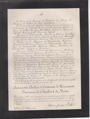 1892 faire part décès - faire-part, mme