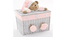 NANAN Baule in Vimini con Peluche 74 x 47 x 46 cm Rosa Puccio Grande 12032GR