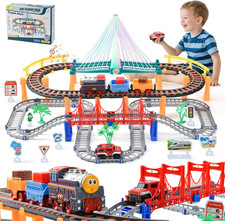 Trenino Elettrico per Bambini,140 PCS Piste Macchinine per Bambini,Giocattolo Au