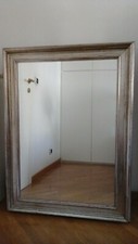 SPECCHIO CON CORNICE LEGNO ARGENTATO EFFETTO ANTICATO CM 90 X 120 SOLO RITIRO