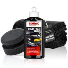 Set lucidante mani auto SONAX Polish&Wax nero 250 ml + spugna lucidante + panno