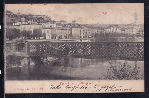 Cartolina ivrea ponte ferro - ivrea,