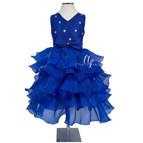 Bambina abito strati blu - abito,