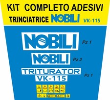 KIT ADESIVI DECALCOMANIA TRINCIATRICE NOBILI VK-115 CON AVVERTENZE E SIMBOLI