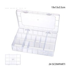 SCATOLA PORTAOGGETTI 12 SCOMPARTI PRATICO CONTENITORE MISURA 19x13x3.5 cm