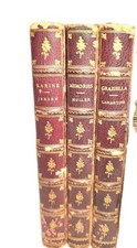 1800s Beautiful Old Set Romance Love Story Books Red Leather 3 Vols Karine Grazi