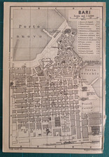Stampa antica 1902 Pianta di Bari Puglia Baedeker