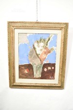 Quadro Dipinto A Olio Di Gastone Breddo Fiori Nel Vaso Anno 1970 Con Cornice 63x
