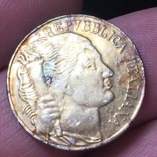 REPUBBLICA ITALIANA - 5 LIRE UVA 1946 - RICONIO FAC SIMILE COLOR ORO