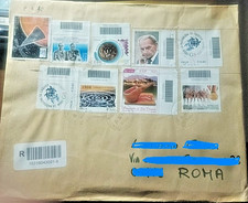 LETTERA RACCOMANDATA CON 8 FRANCOBOLLI CODICE A BARRE  VEDI