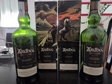 Lotto 2 Bottiglie Vuote Whisky Ardbeg Anthology Harper and Unicorn Tale Astuccio