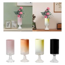 Vaso alto in vetro con piedistallo, collezione di vasi per fiori, statuette