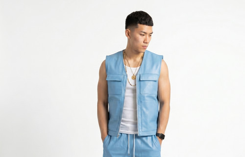 Gilet uomo blu cielo - , vera