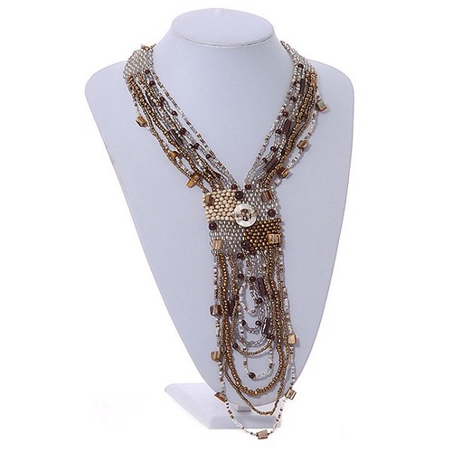 Collana nappa perle vetro - , in