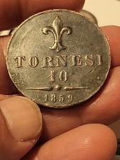 10 TORNESI 1859 Roma Splendida Rarità R REGNO DELLE DUE SICILIE FRANCESCO II BB+