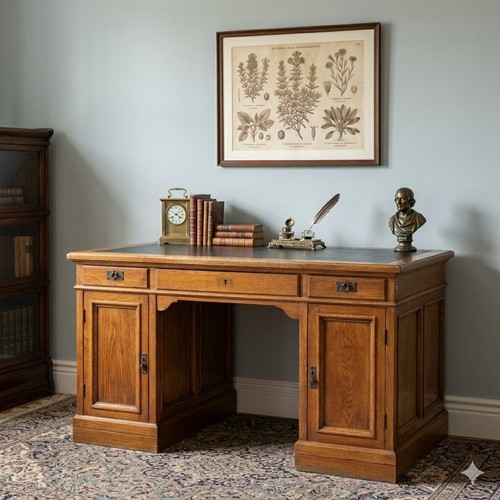 Scrivania antica rovere pelle - scrivania,