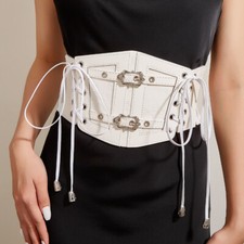 Women's Wide Faux Leather Lace