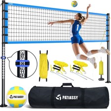 Set Rete Pallavolo Professionale Portatile con Pali Regolabili Borsa da Trasporto, Pompa