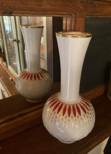 Vase boule porcelaine rouge - boule, en