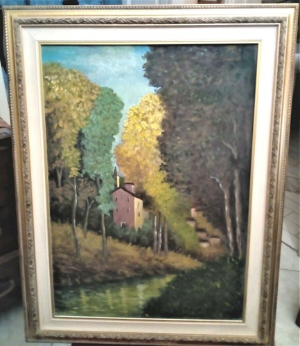 Quadro paesaggio olio su - -,