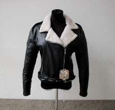 Giacca donna pelle biker perfecto nera interna imbottita Guendj