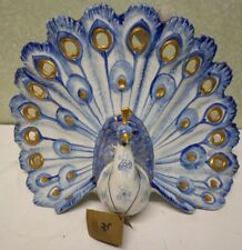 Pavone In Porcellana  OGGETTO vintage Dipinto A Mano originale Brand Italiano