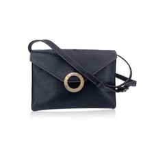 Autentica borsa a tracolla Celine vintage in pelle nera con anello convertibile