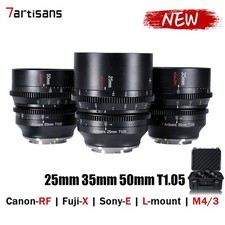 7artisans 25mm 35mm 50mm T1.05 Cinema Lens for X/E/RF/M43/L RED BMPCC 4K 6K ZCam