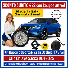 Ruotino di Scorta Nissan Qashqai 17” 5 Fori + Kit Cric Chiave Sacca DOT 2025 ✅💥