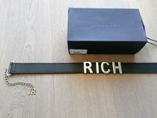 Cintura Pelle Nero JOHN RICHMOND Con Lettere Argento Lucido ORIGINALE Tg. 70