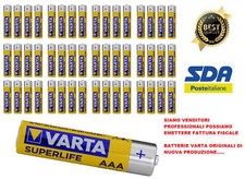 48 PILE BATTERIE VARTA ORIGINALI AAA MINISTILO BATTERIA SUPER LIFE