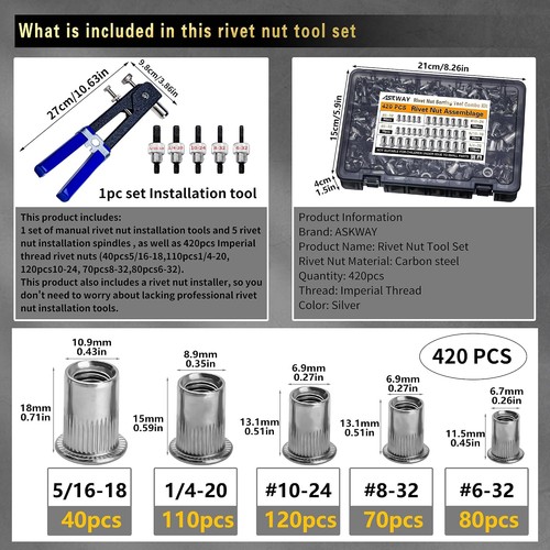 Sae rivet nut tool 420pcs - rivet,