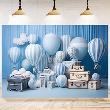 Sfondo mongolfiera blu baby