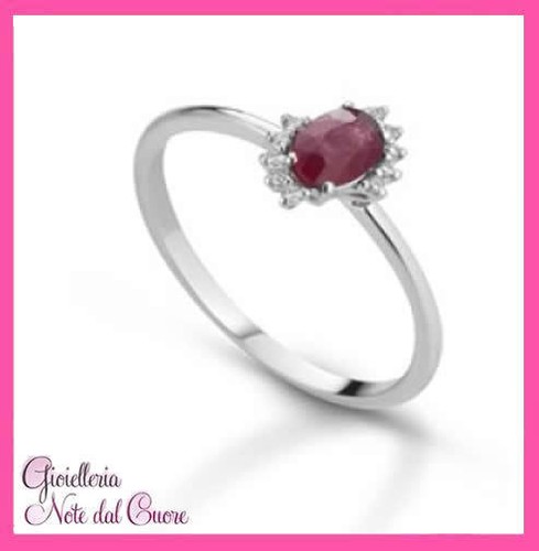 18k white gold ring real - gold, ruby