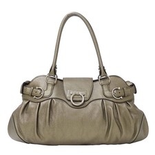 Salvatore Ferragamo Borsa a mano Tote Purse Gancini Pelle Champagne Oro Auten...