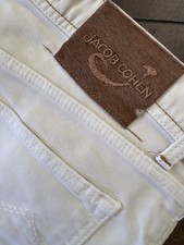 Jacob Cohen  pantaloni uomo W 35 in caldo cotone, color panna