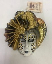 Maschera del Galeone veneziana in ceramica decorazione da parete 16x15 cm Italy
