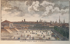 TORINO Passeggio pubblico della Cittadella STAMPA vista Panoramica città 1700