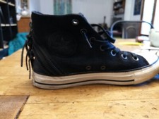 converse all star alte nere tg 39 con frange, chiusura laterale zip come nuove