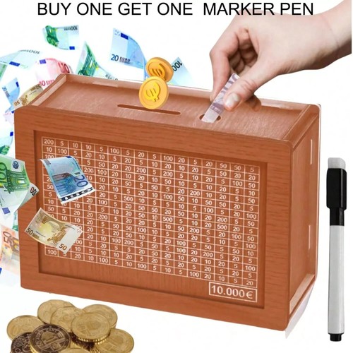 Wooden money box with - with, counter