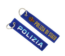 PORTACHIAVI  RICAMATO  DELLA POLIZIA DI STATO BLU