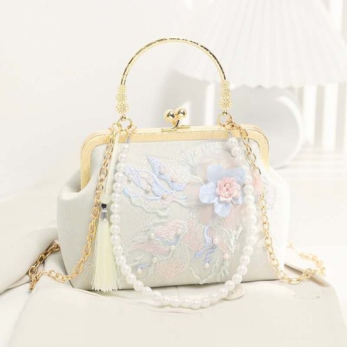 Pochette seta con ricamo - ,