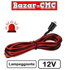 SPIA luce LED ROSSO LAMPEGGIANTE da pannello con cavo 12V auto camper barca moto