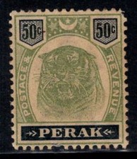 Perak 1895 Michel 28 timbrato 40% tigre, 50 C