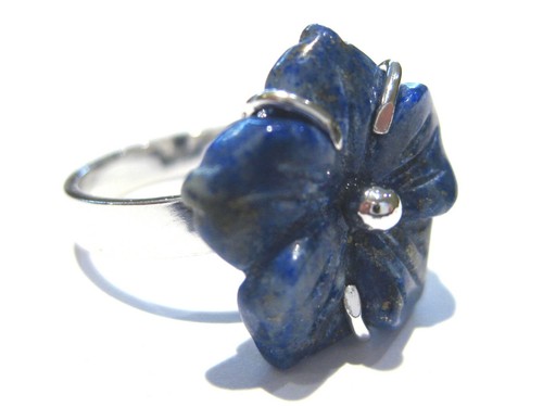 Anello fiore blu lapislazzuli - blu,