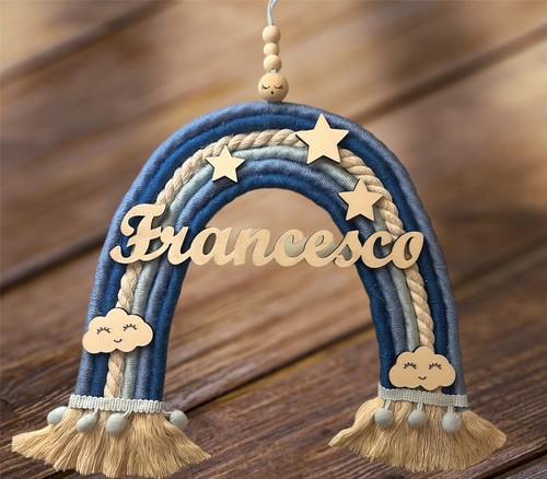 Arcobaleno macrame con nome - macrame,
