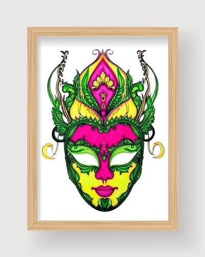 Carnival mask drawing unframed - carnival,