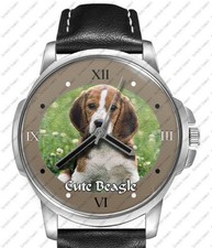 Orologio Con Cinturino In Pelle Nera Per Cucciolo Di Beagle