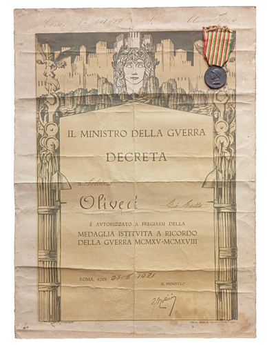 Diploma del 1921 medaglia - diploma,